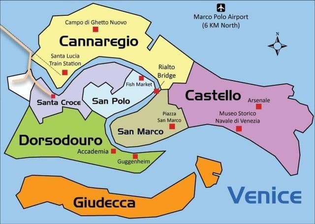 Mapa dzielnic Wenecji